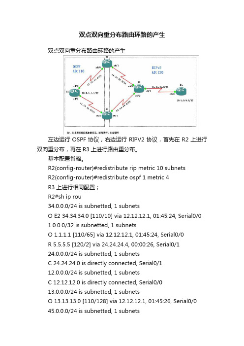 双点双向重分布路由环路的产生