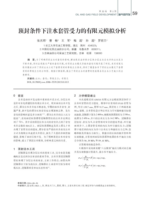 顶封条件下注水套管受力的有限元模拟分析 - 天然气与石油