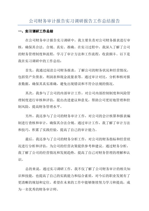 公司财务审计报告实习调研报告工作总结报告