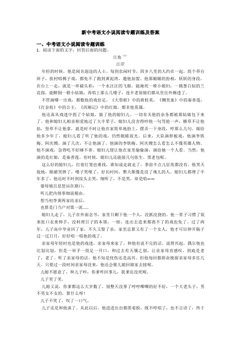 新中考语文小说阅读专题训练及答案