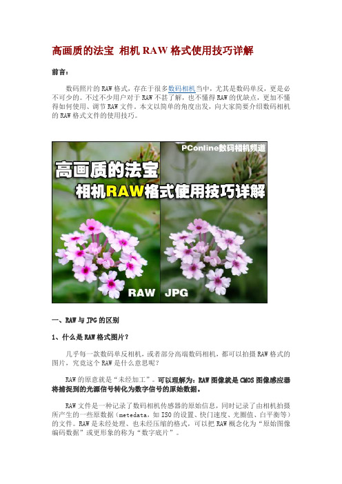 相机RAW格式使用技巧详解