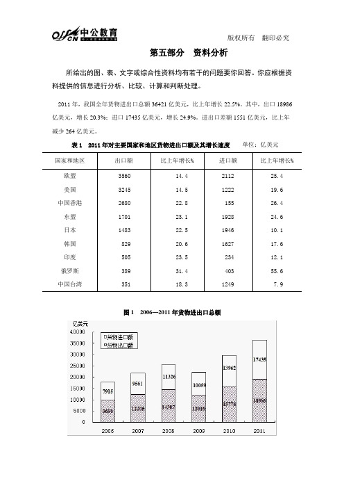 2010年湖南省公务员考试行测资料分析模拟试题四