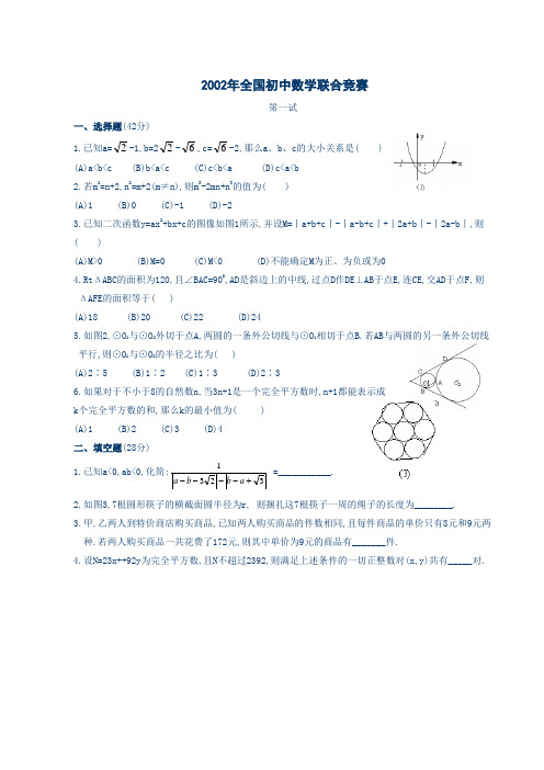 2002年全国初中数学联赛试题