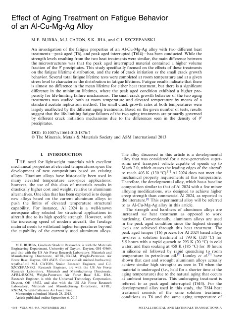 Effect of Aging Treatment on Fatigue Behavior of an Al-Cu-Mg-Ag Alloy