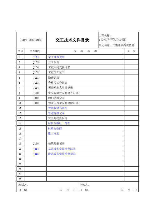 J103交工技术文件目录