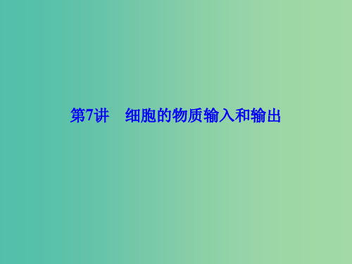 高考生物一轮总复习 第二单元 细胞的基本结构 第7讲 细胞的物质输入和输出课件(必修1)