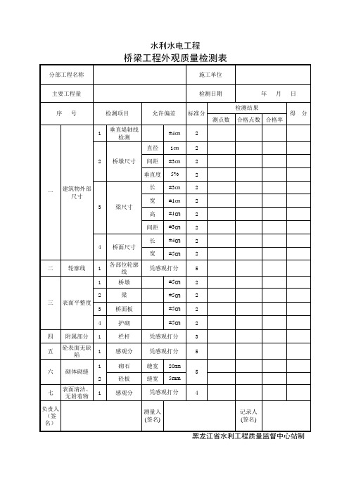 桥梁工程外观质量检测表