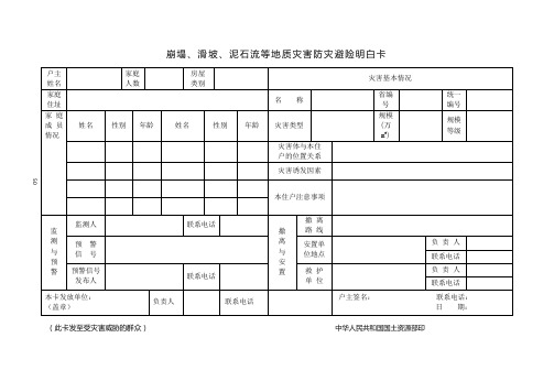 崩塌、滑坡、泥石流等地质灾害防灾避险明白卡