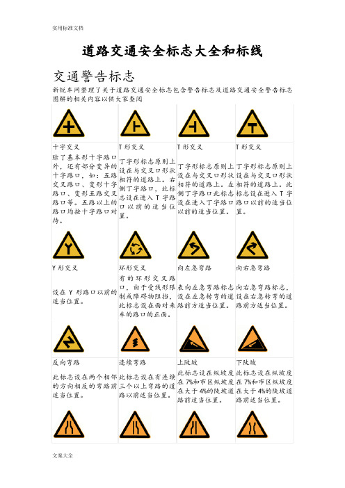 道路交通安全系统标志大全和标线