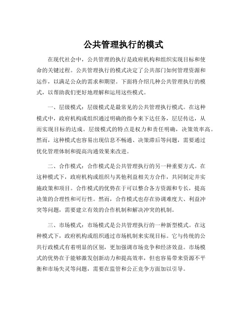 公共管理执行的模式