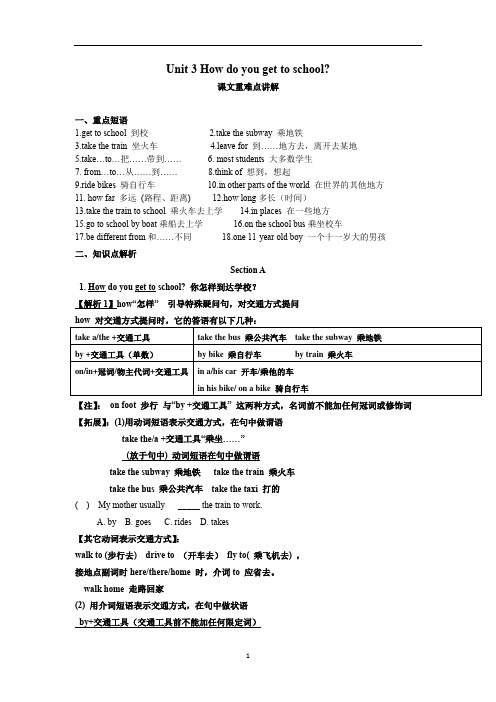 unit3重难点讲解及练习人教版英语七年级下册