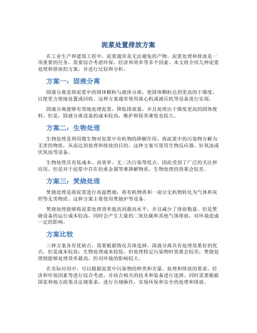 泥浆处置排放方案