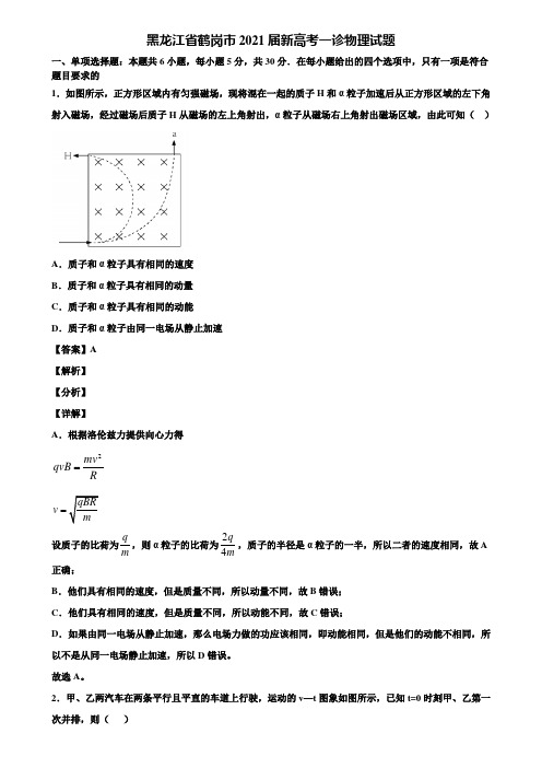 黑龙江省鹤岗市2021届新高考一诊物理试题含解析