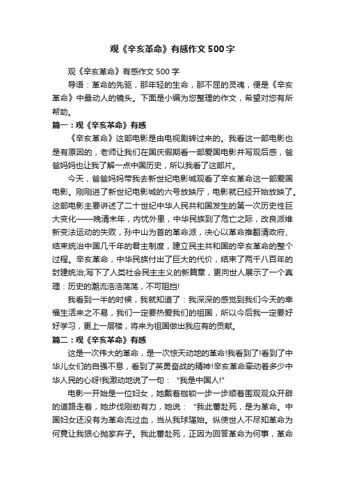 观《辛亥革命》有感作文500字