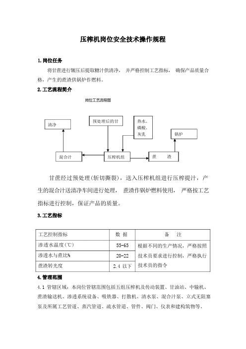 压榨机岗位操作规程