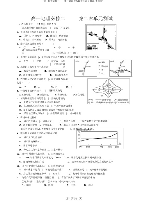 高一地理必修二----第二章城市与城市化单元测试(无答案)