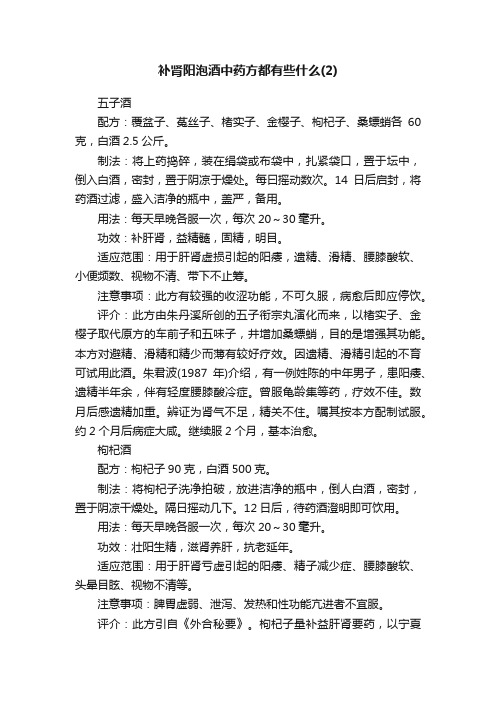 补肾阳泡酒中药方都有些什么（2）