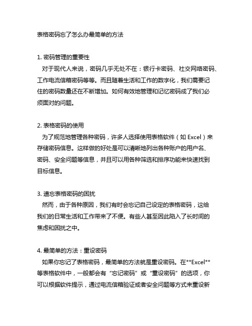 表格密码忘了怎么办最简单的方法