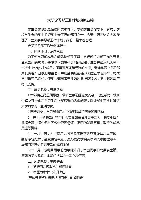 大学学习部工作计划模板五篇