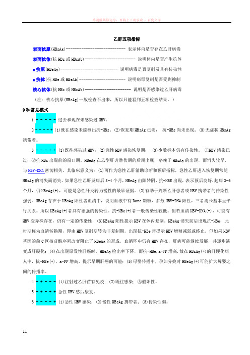 乙肝五项详细对照表及肝功能检查指标