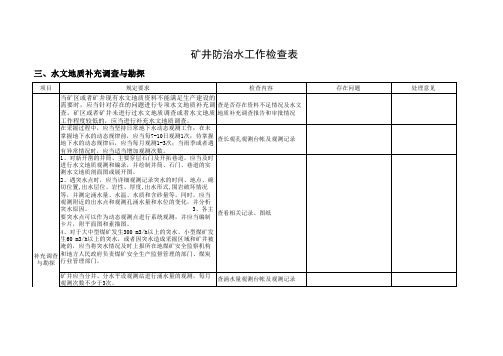 矿井防治水工作检查表2