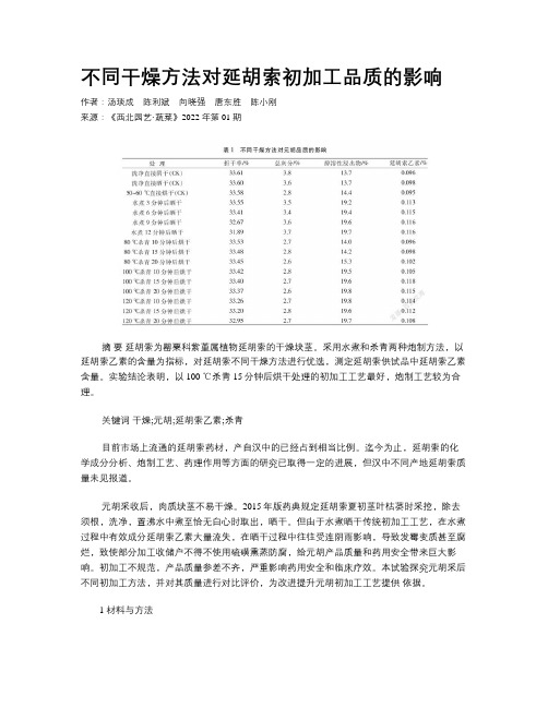 不同干燥方法对延胡索初加工品质的影响