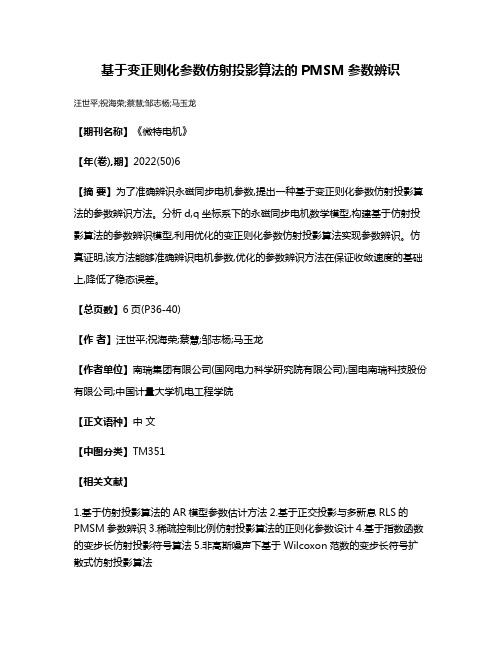 基于变正则化参数仿射投影算法的PMSM参数辨识