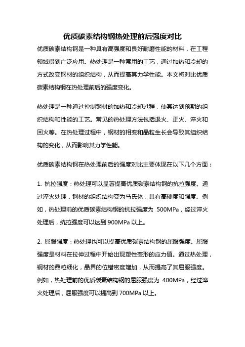 优质碳素结构钢热处理前后强度对比