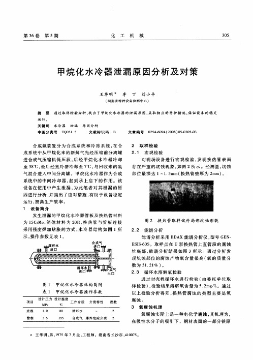 甲烷化水冷器泄漏原因分析及对策