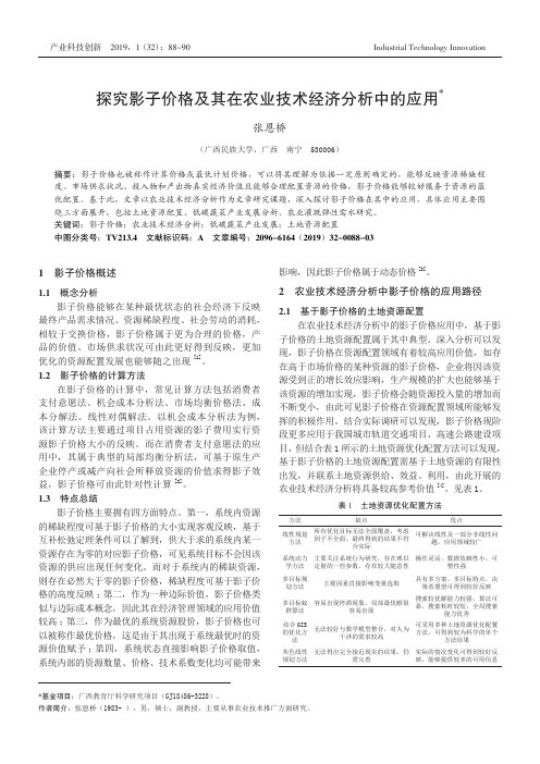 探究影子价格及其在农业技术经济分析中的应用