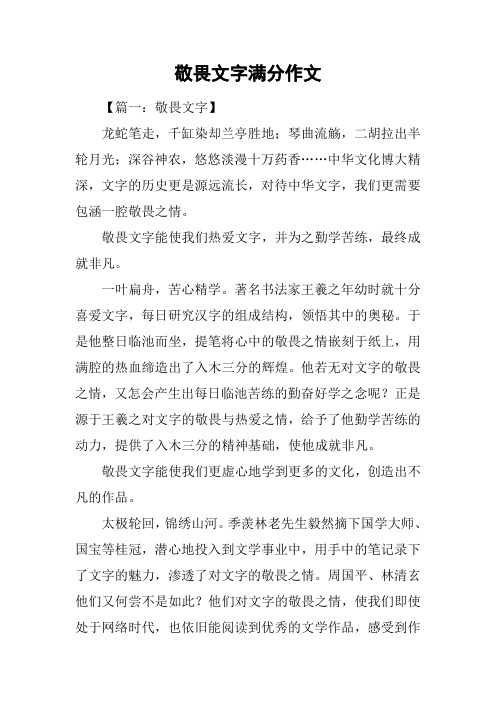 敬畏文字满分作文