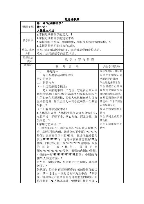 运动解剖学教案