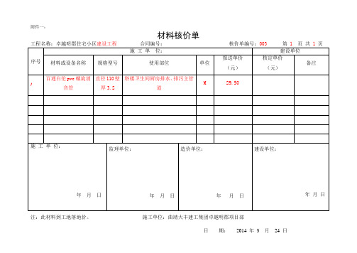 材料核价单