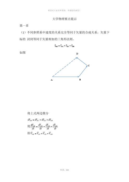 大学物理上册重点小结