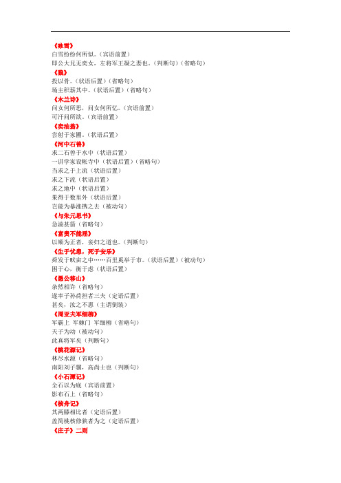 初中文言文特殊句式8.27