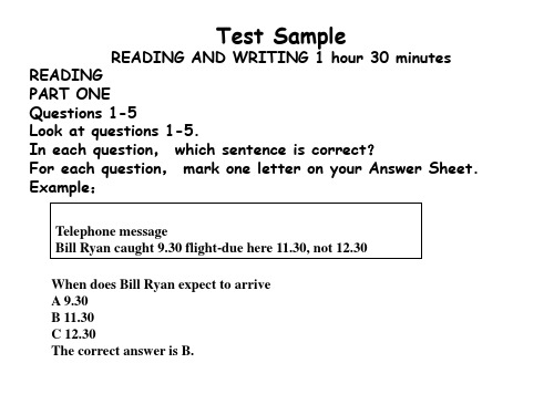 剑桥初级Test sample one