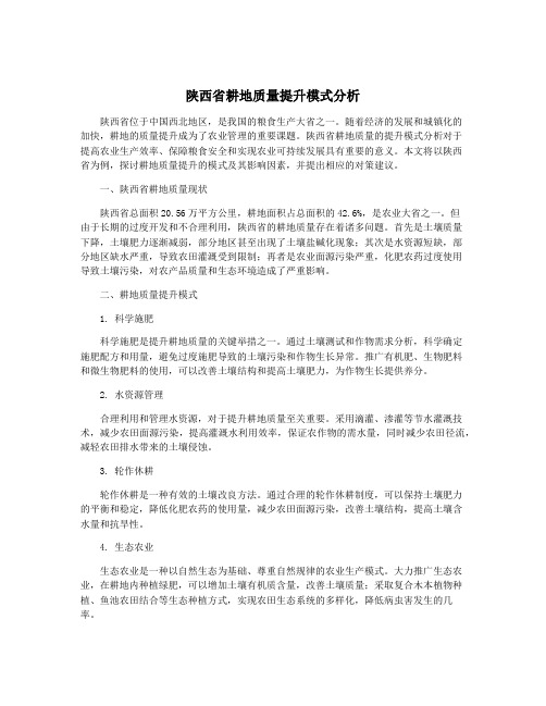 陕西省耕地质量提升模式分析