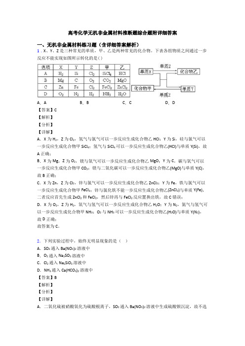 高考化学无机非金属材料推断题综合题附详细答案