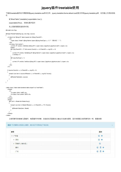 jquery插件treetable使用