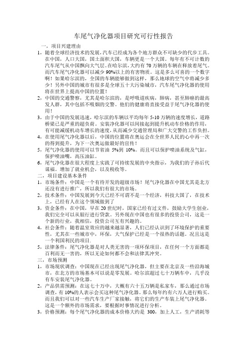 车尾气净化器项目研究可行性报告