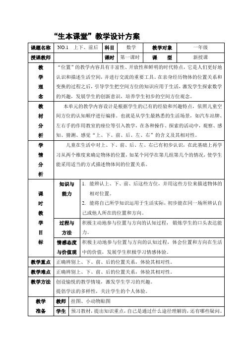 人教版一年级下册数学全册教案(表格式)[1]