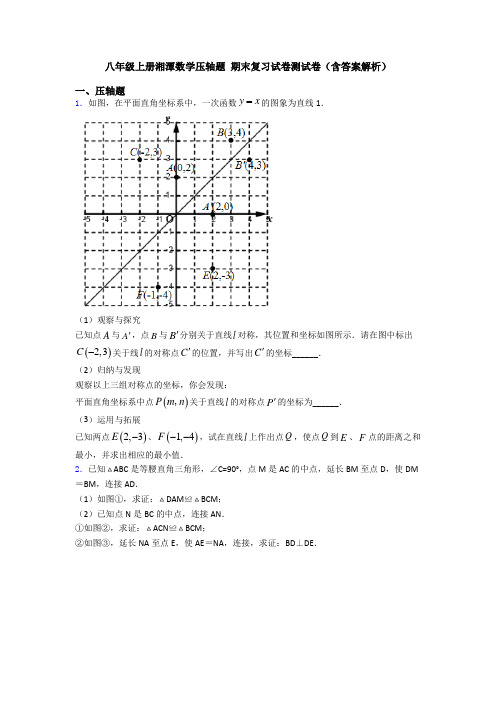 八年级上册湘潭数学压轴题 期末复习试卷测试卷(含答案解析)