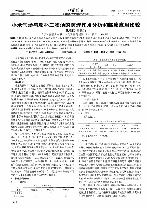 小承气汤与厚朴三物汤的药理作用分析和临床应用比较