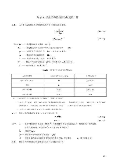 楼盖结构竖向振动加速度计算