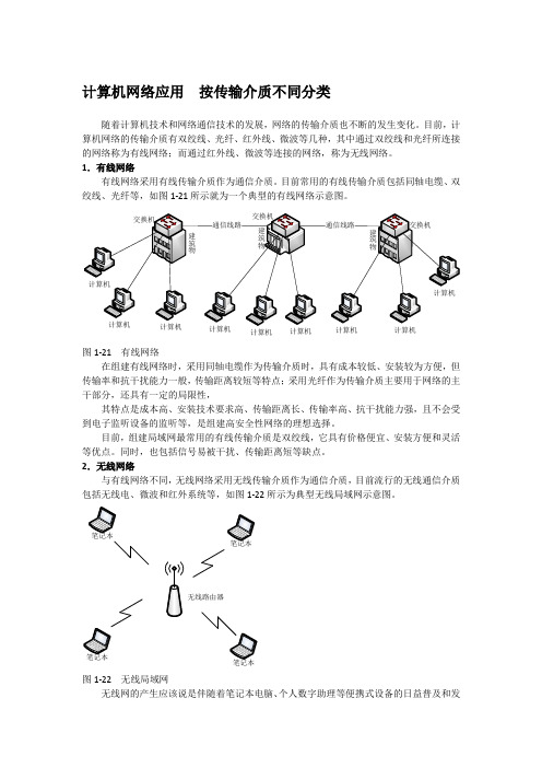 计算机网络应用  按传输介质不同分类