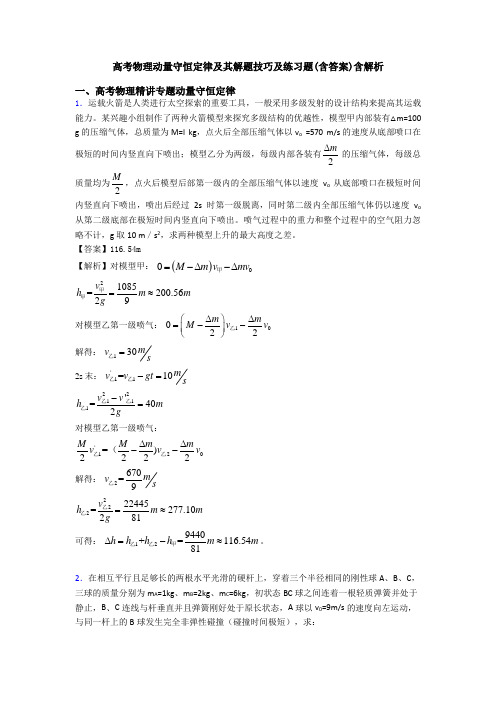 高考物理动量守恒定律及其解题技巧及练习题(含答案)含解析