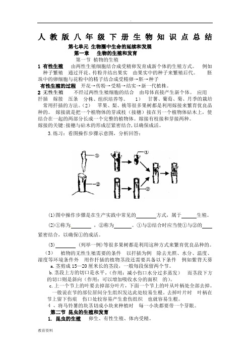 最新整理人教版八年级生物下册知识点总结