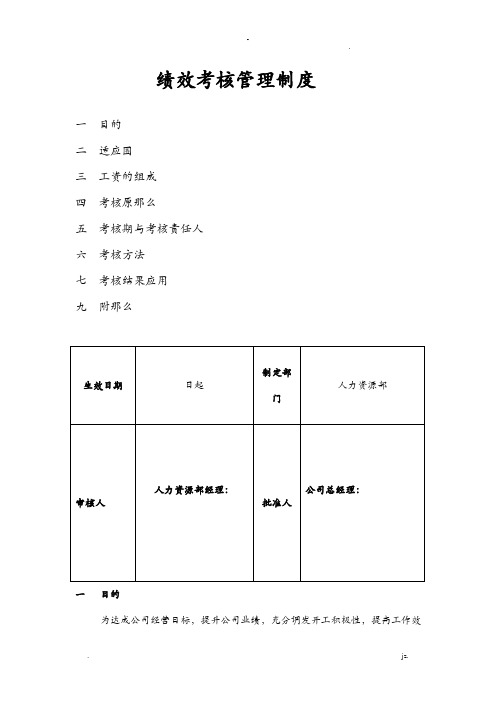 物流公司绩效考核制度与评分与方案