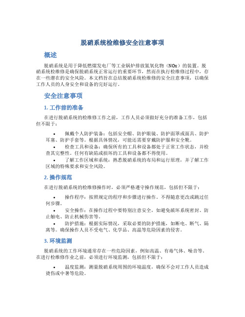 脱硝系统检维修安全注意事项