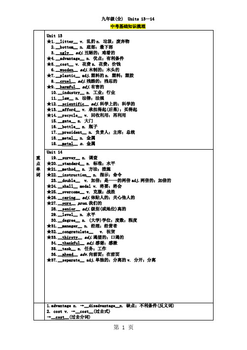 九年级(全) Units 13-14